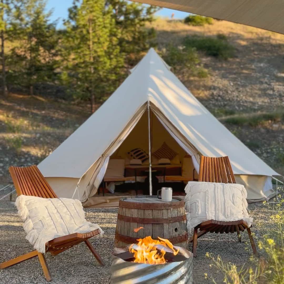 Tent 02 outdoor seating and firepit.