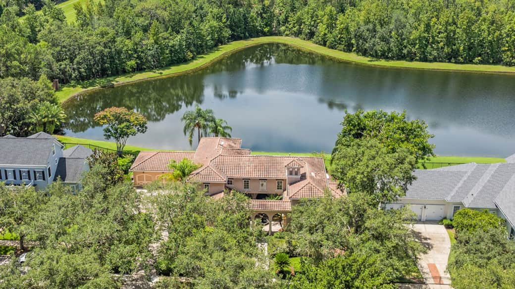 Home backs up to lake and preserve
