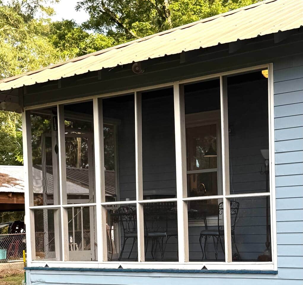 Our screened in porch with views of the ponds