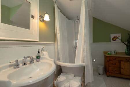 Relax in our clawfoot tub.