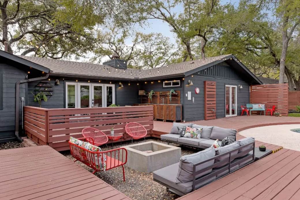 Gather under string lights for s’mores, wine, or stargazing by the firepit.