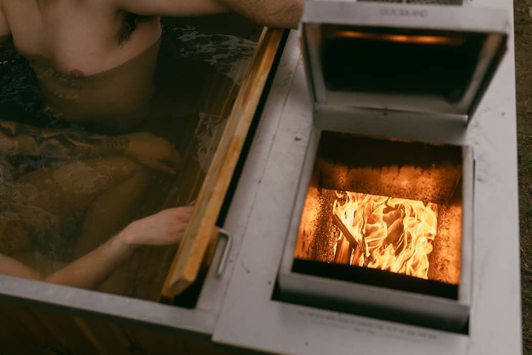 Wood fire hot tub