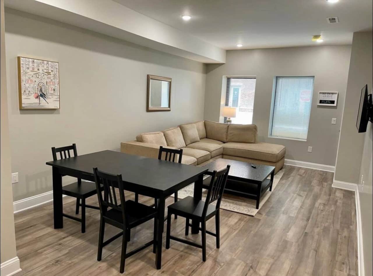 Living room and dining room.