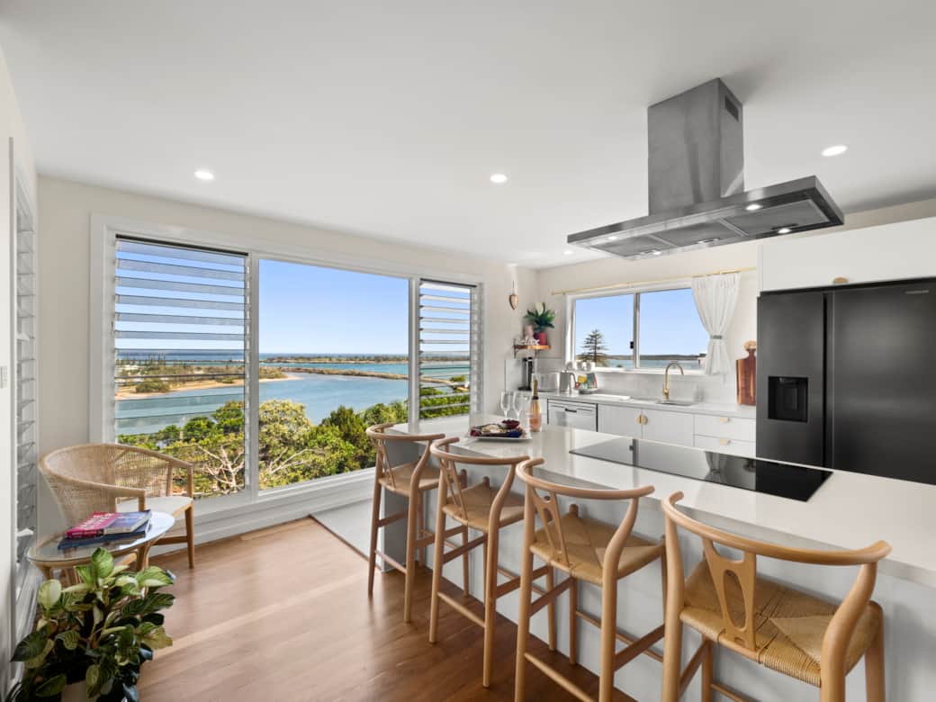 Modern Coastal Kitchen with sweeping views of Shaws Bay
