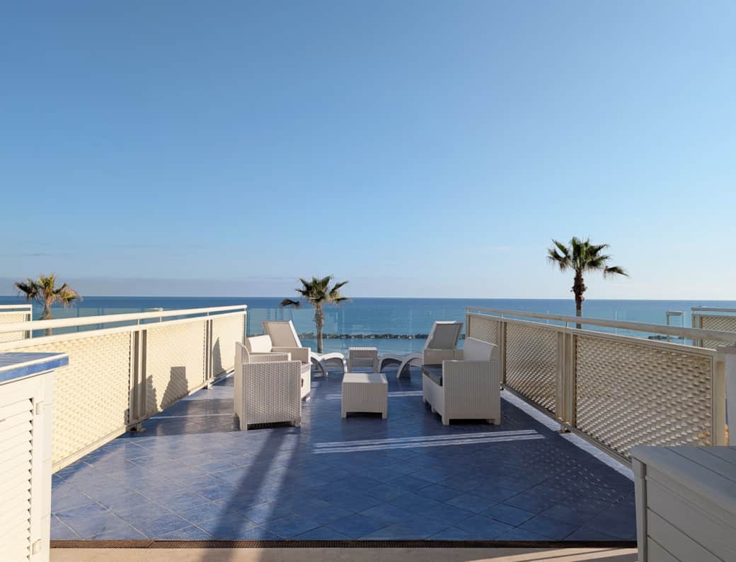 Lounge seating on the private sea-view terrace
