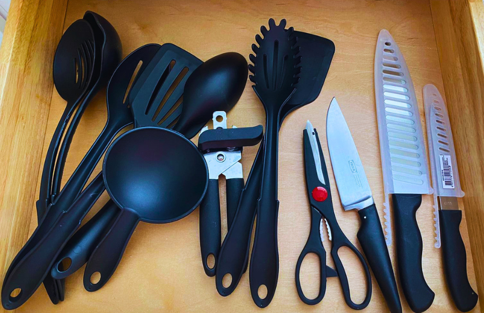 Large knives, ladles, and utensils for serving and frying food. Lakeland, FL
