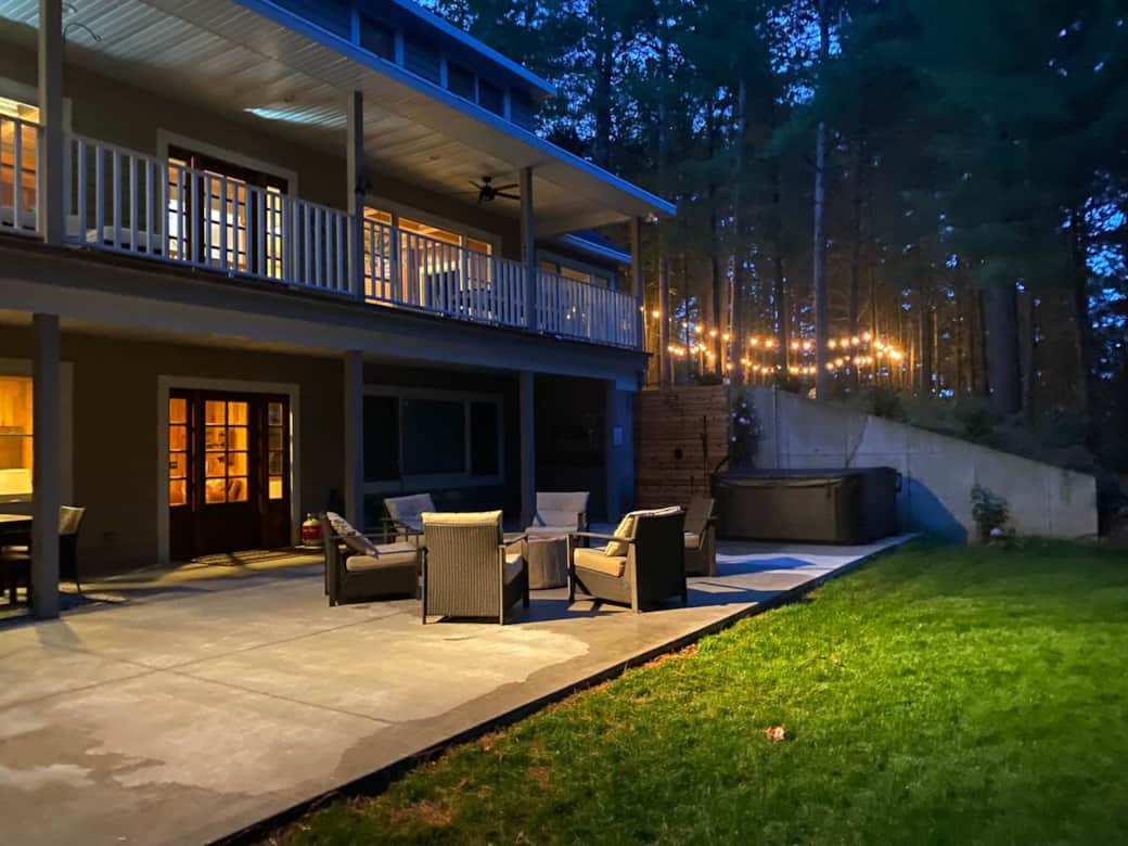 Lakeside patio at night Lakeside patio at night