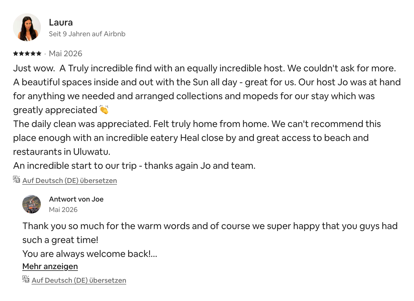 Laura enjoyed her time with us