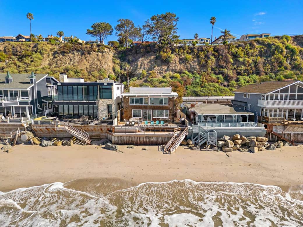 drone photo from the ocean looking in
