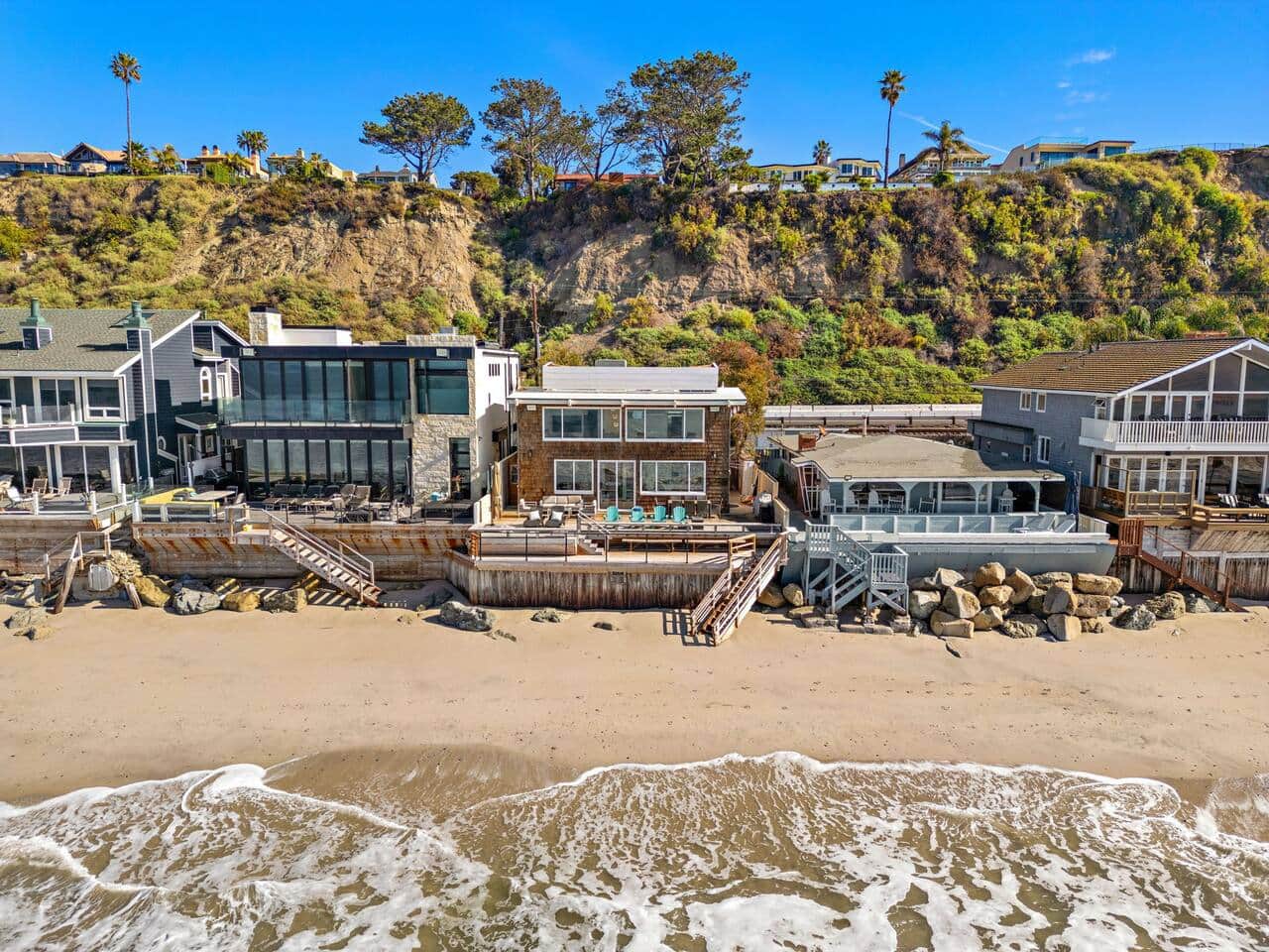 drone photo from the ocean looking in