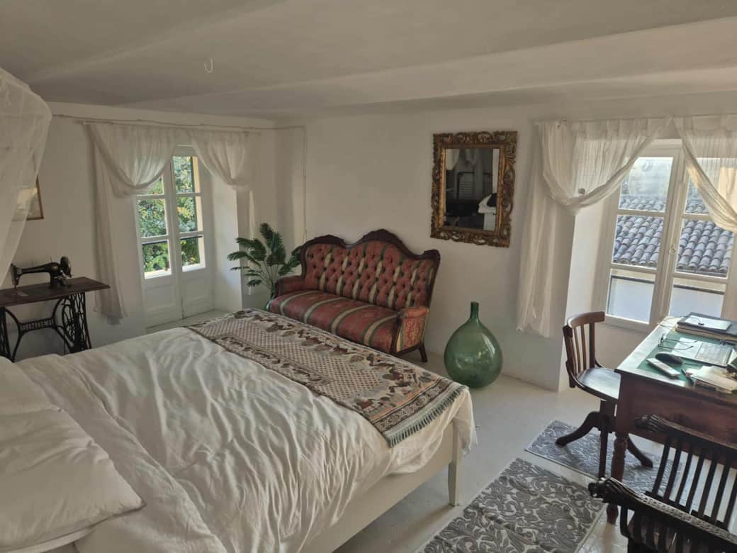 Luxurious bedroom with office