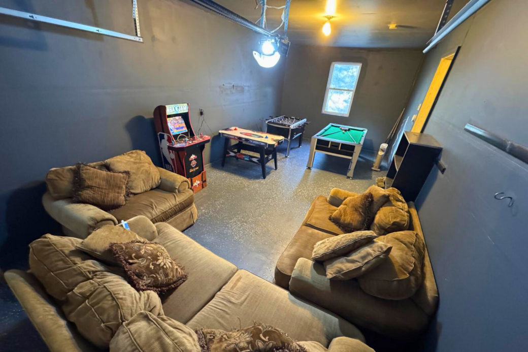 Garage Gameroom - heated with space heaters