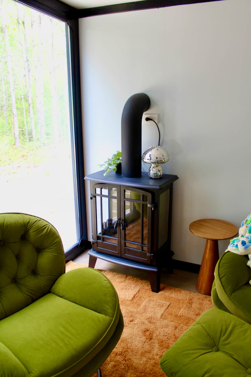 Complete with an electric fireplace