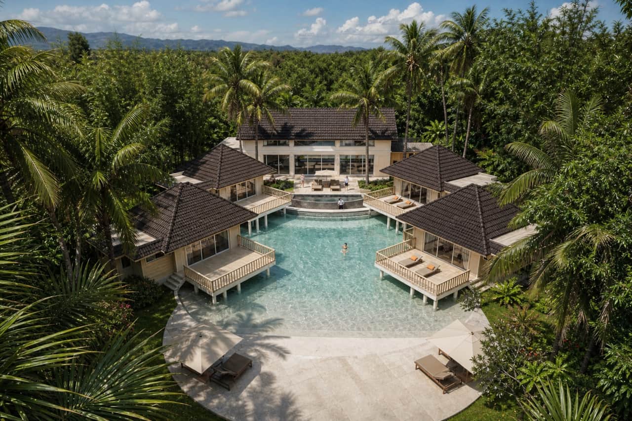 Aerial view of Miara Oasis, a celebrity villa retreat in Casa de Campo