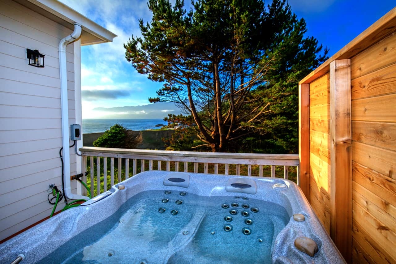 View from the Hot Tub of unit Cozy overlooking the pacific, King Range Mountains 