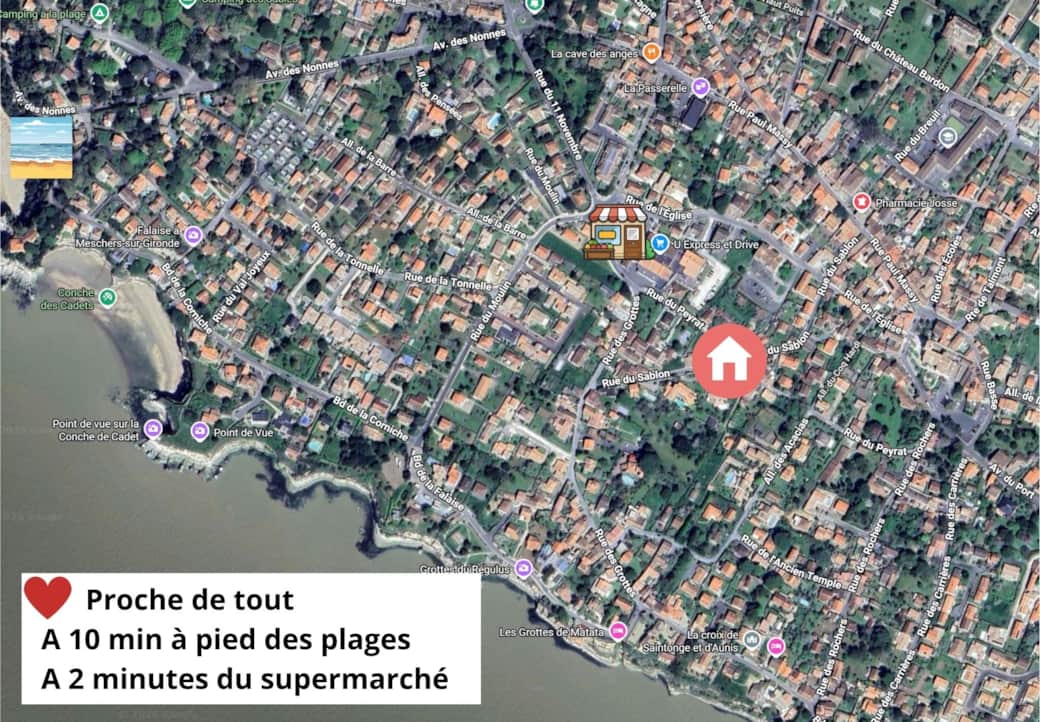 Plan plage et supermarche
