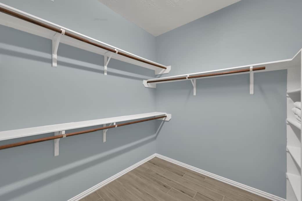 Huge walk-in closet off the master bath with plenty of storage space for longer term stays Huge walk-in closet off the master bath with plenty of storage space for longer term stays