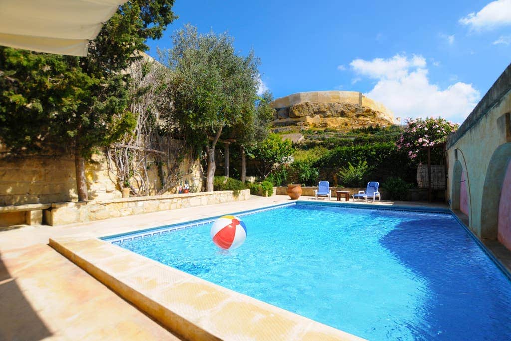 The pool area