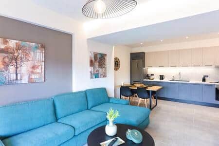 Living area and kitchen mountain view apartment