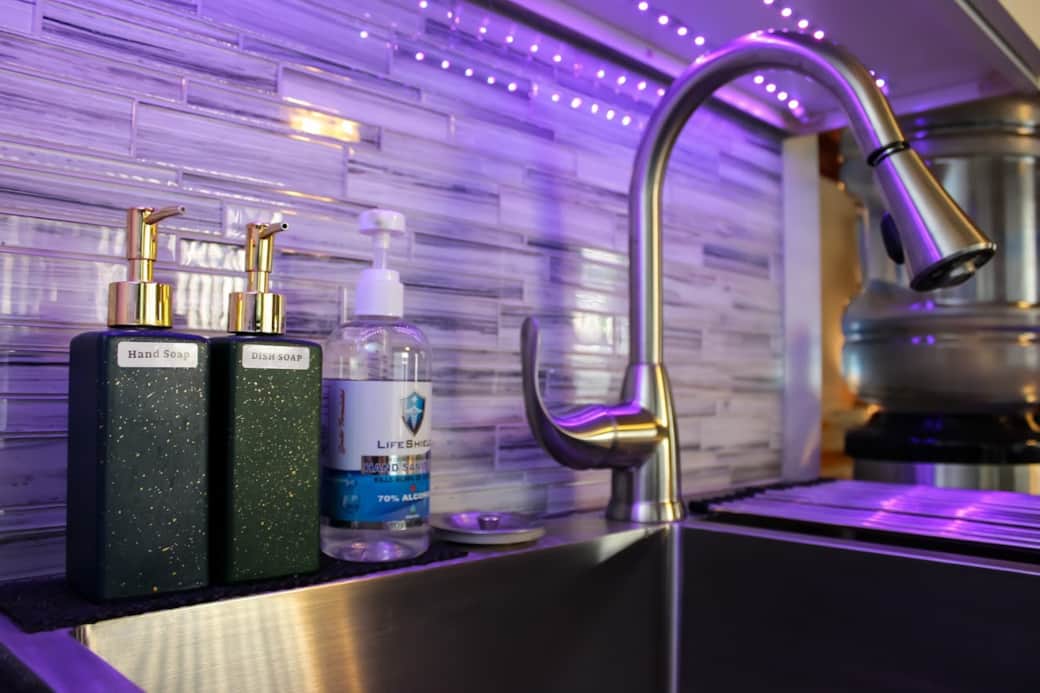 Double sink with  garbage disposal