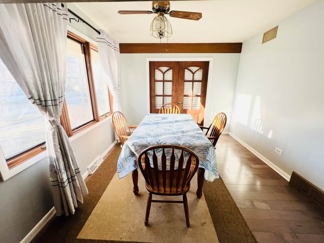 Sun facing dining room. Sun facing dining room.