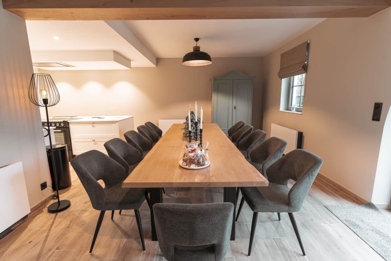 Dining table set for up to 12 guests