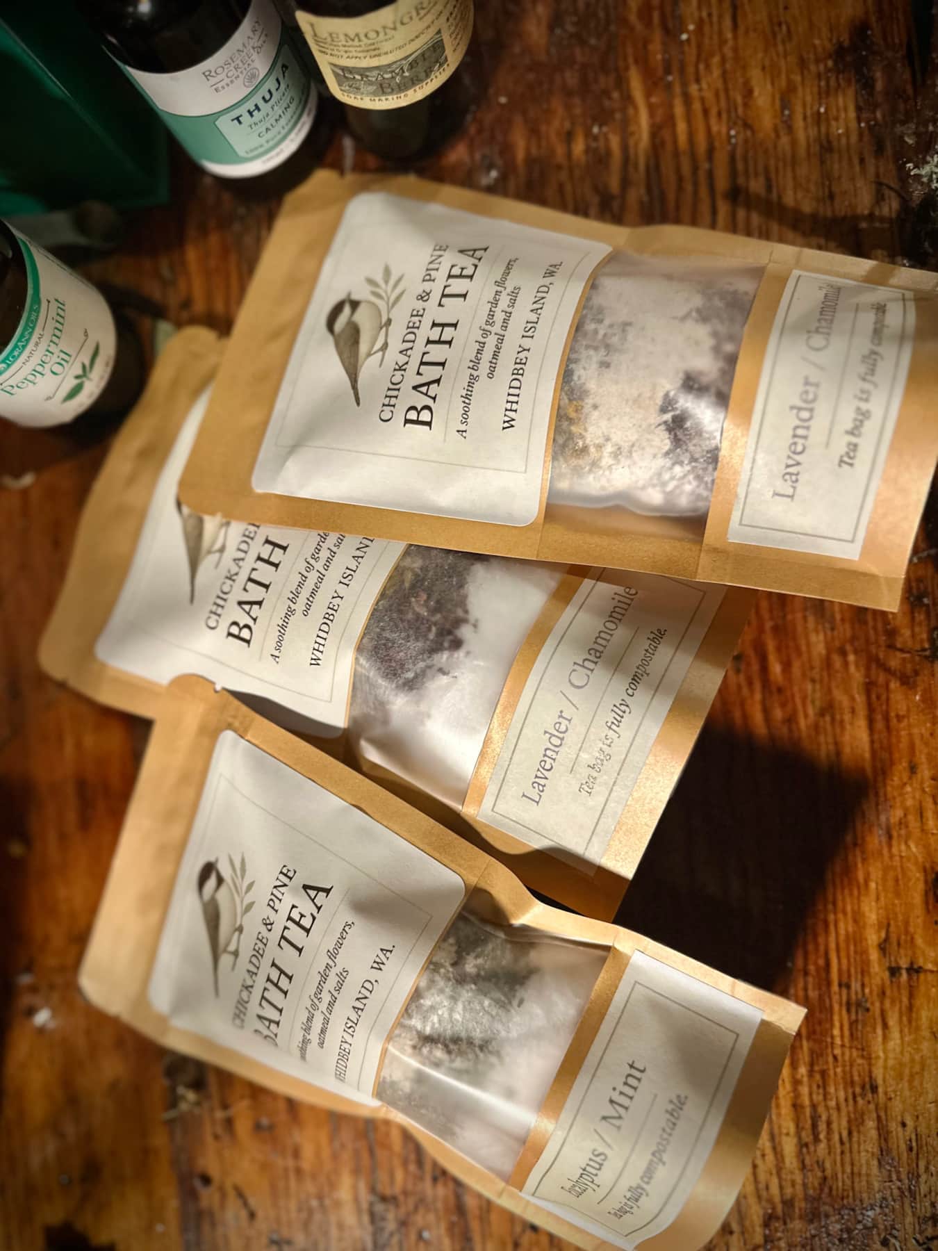 Hand Grown and blended Bath Teas by Chickadee & Pine