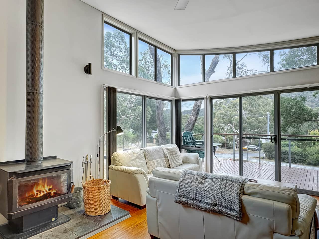 Living room with log fire