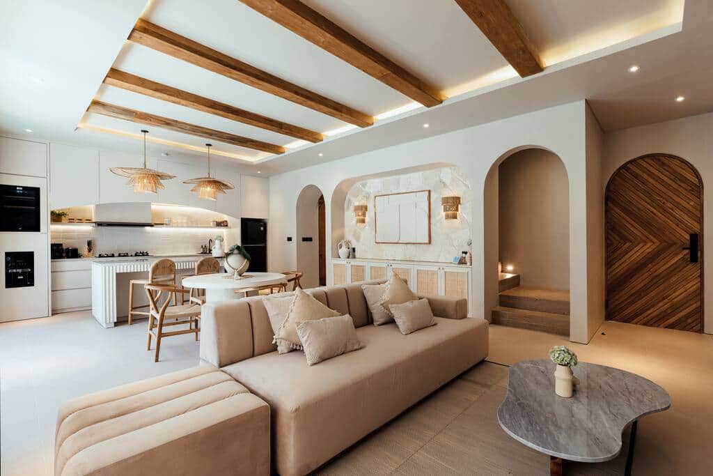 This luxe townhouse explores a modernist take on Mediterranean aesthetics.