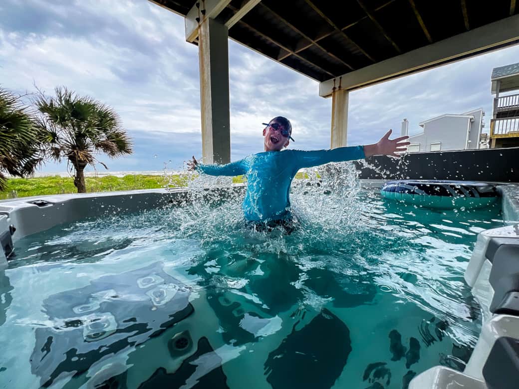 Adults & kids will enjoy the private swim spa on the ground floor—chilled or heated