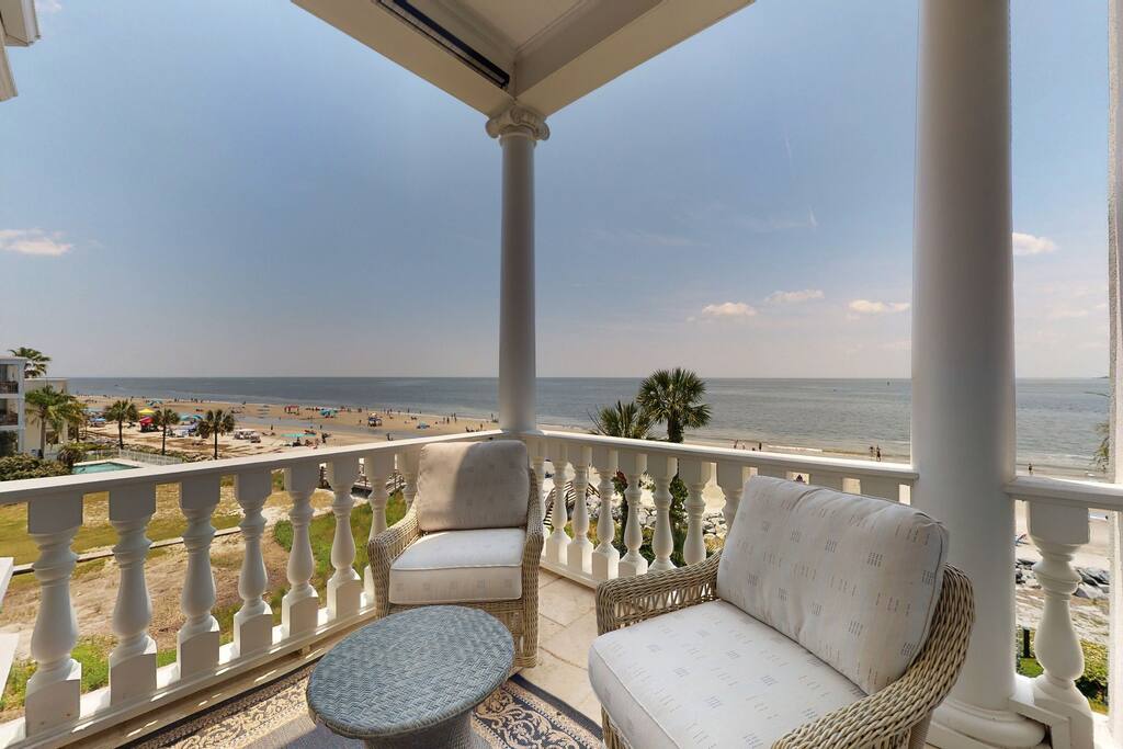 Ocean front porch off the breakfast area - third floor