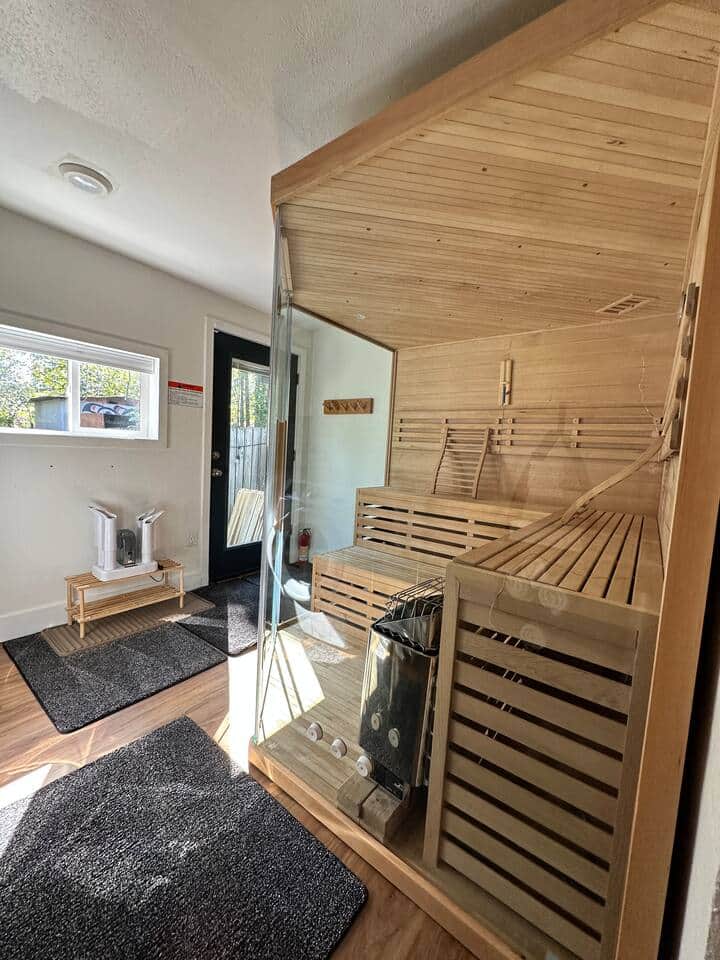 Unwind or start the day off in the 5 person wet or dry sauna