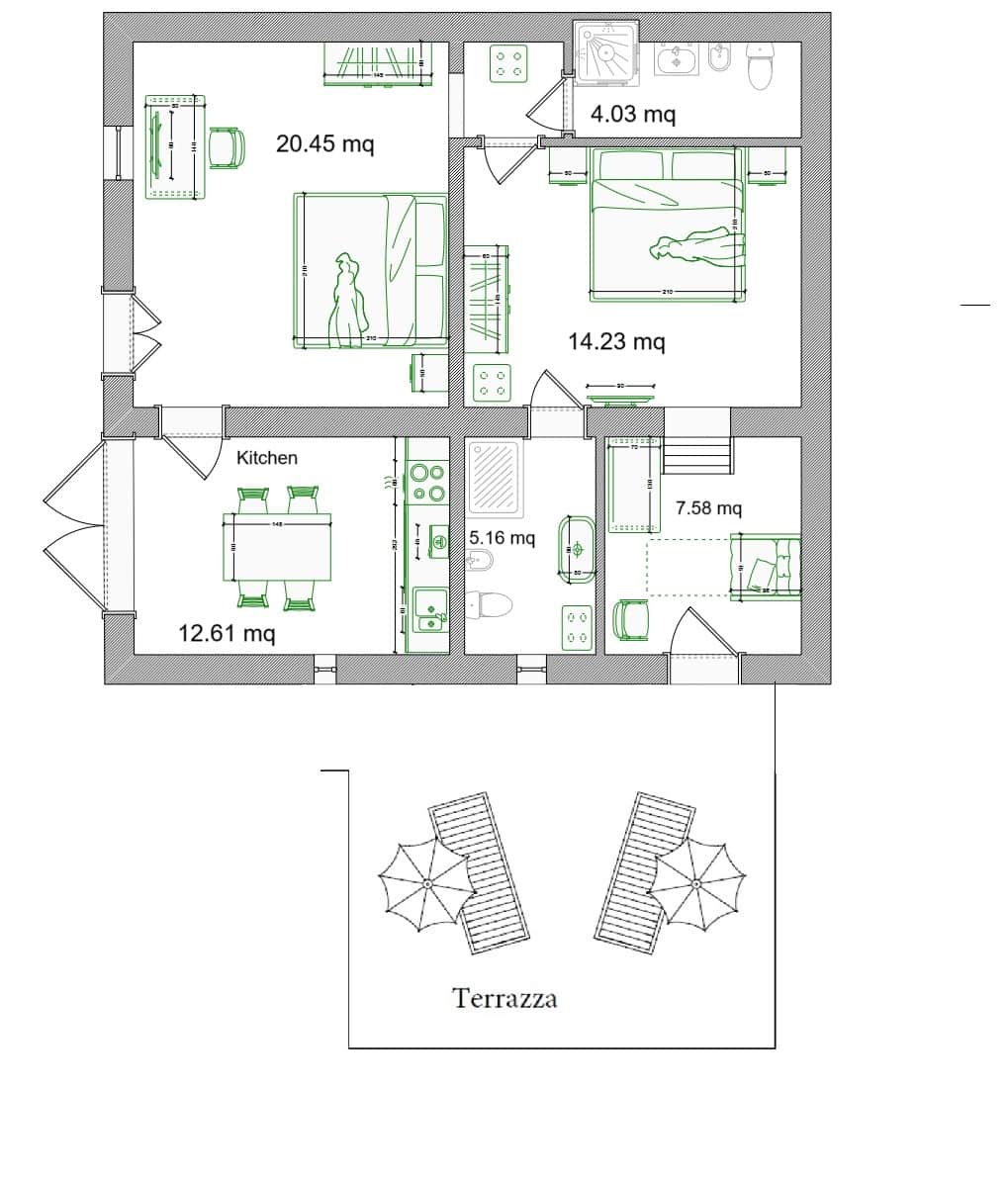 Grundriss Suite with Garden