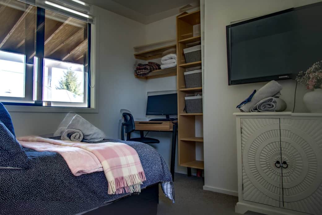 Ample storage, a work space with screen to plug your laptop to an added extra  #worklifebalance