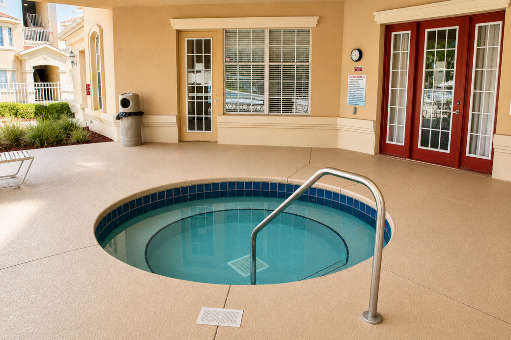 Hot tub located near the pool