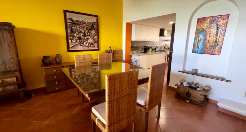 Bright living space tastefully decorated in a Mexican style