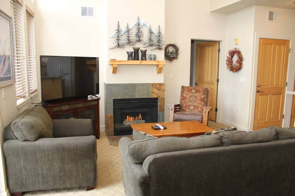 Comfortable Living Area with Large 55 in. HDTV