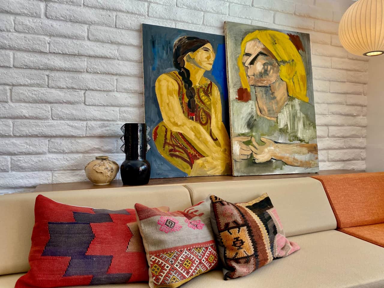 Vintage art and accessories add an authentic touch.