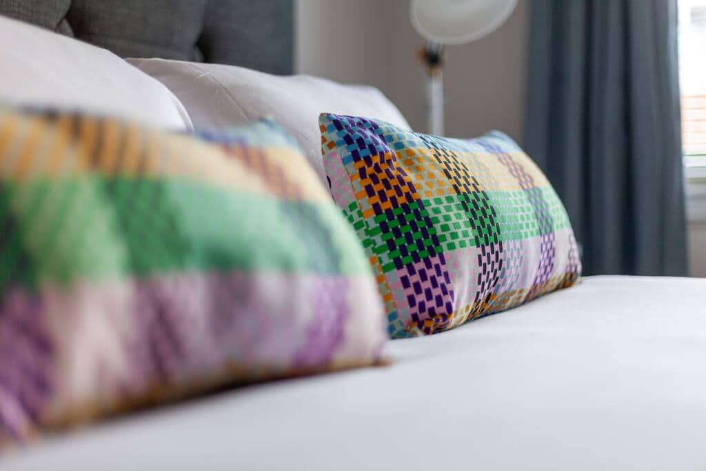 King size bed with pure cotton linen. King size bed with pure cotton linen.