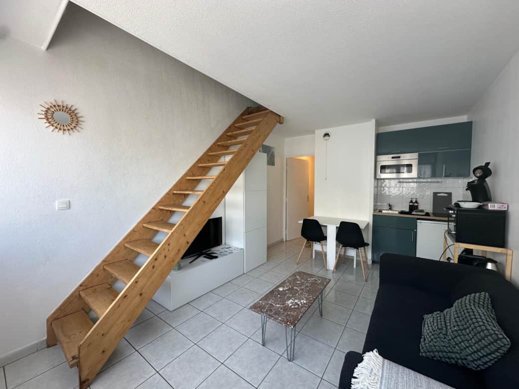 living room, sofa, kitchen, chair, desk