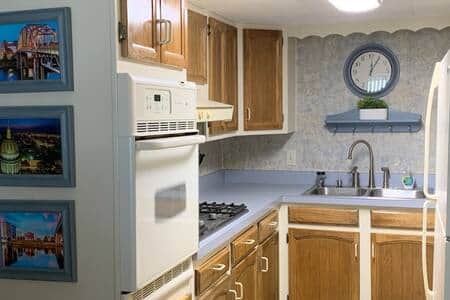 Everything you need, including two coffee makers, hand mixer,  blender, and toaster.