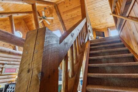 Staircase to sleeping loft.