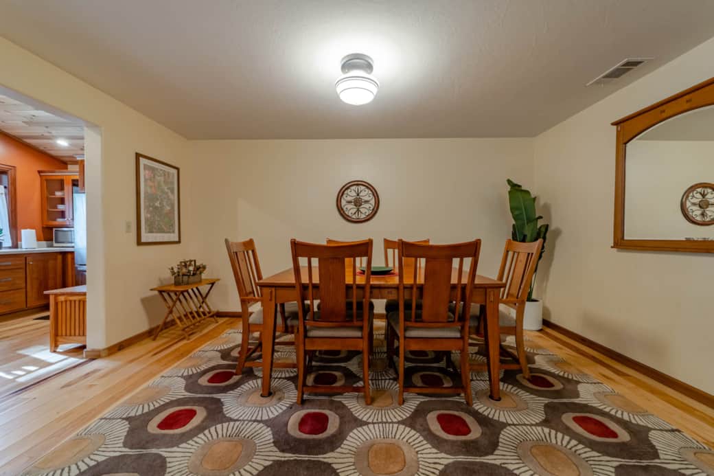 Dining table seats six