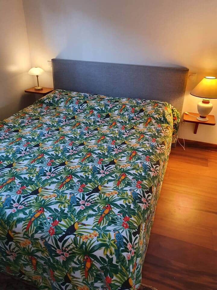 La chambre avec le lit queen size que j'appelle la chambre bleue