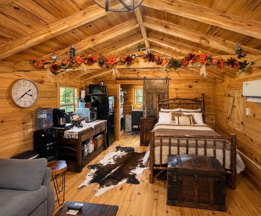 Cozy interior of the cabin