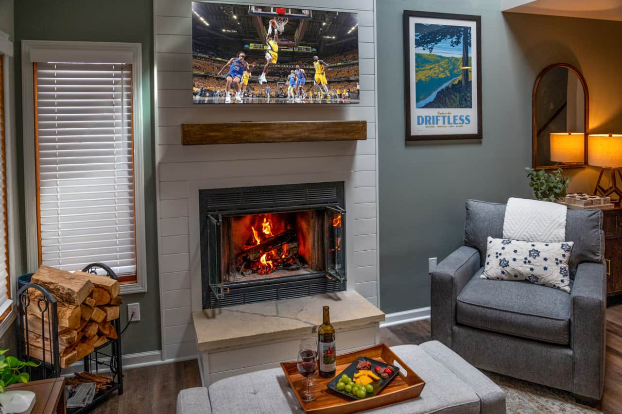 Cozy Wood Burning Fireplace