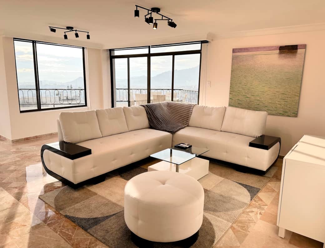 Relax on the sofa and put up your feet.