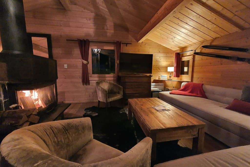 Relax around the fire in the lounge 