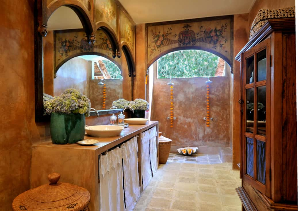 guest bathroom with double showers