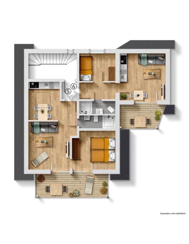 Gesamte 2. Etage bestehend aus Suite 5 & 6 zusammengelegt